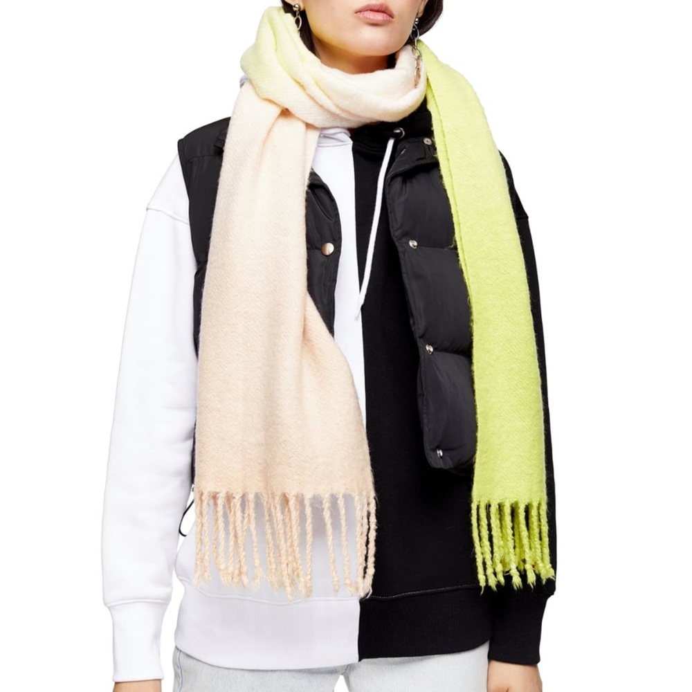 TOPSHOP Soft Fringe Two-Tone Scarf